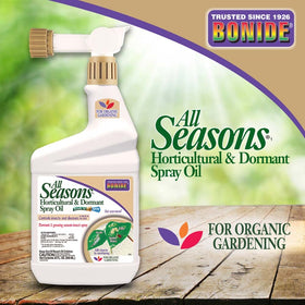 Bonide All Seasons Spray Oil protects fruit trees with even canopy coverage.