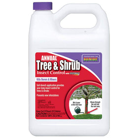 Bonide Annual Systemaxx bottle pour at tree base for long-lasting protection.