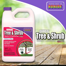 A yard with fruit trees treated for year-long protection.