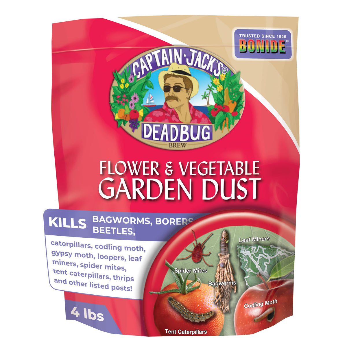 Bonide Captain Jack's Deadbug Brew dust bottle ready for garden application