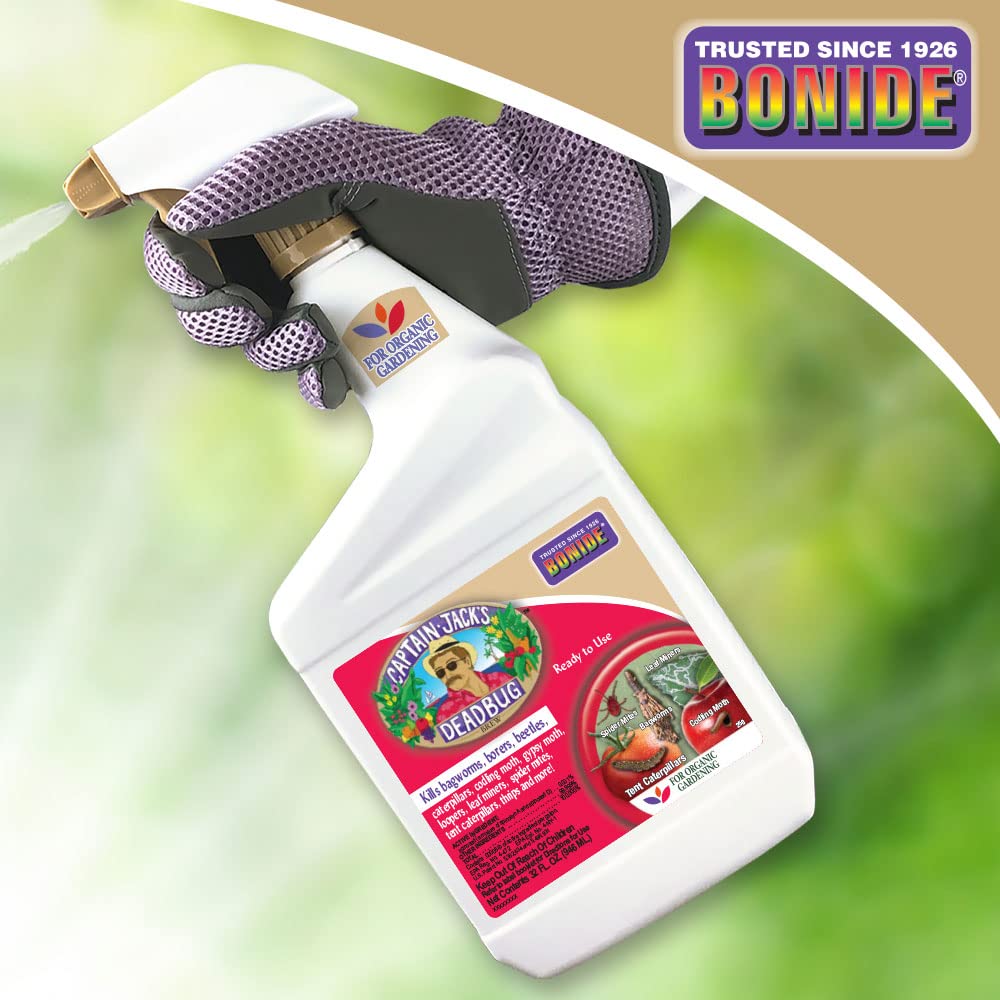Bonide Captain Jack's Deadbug Brew ready-to-use spray in garden setting