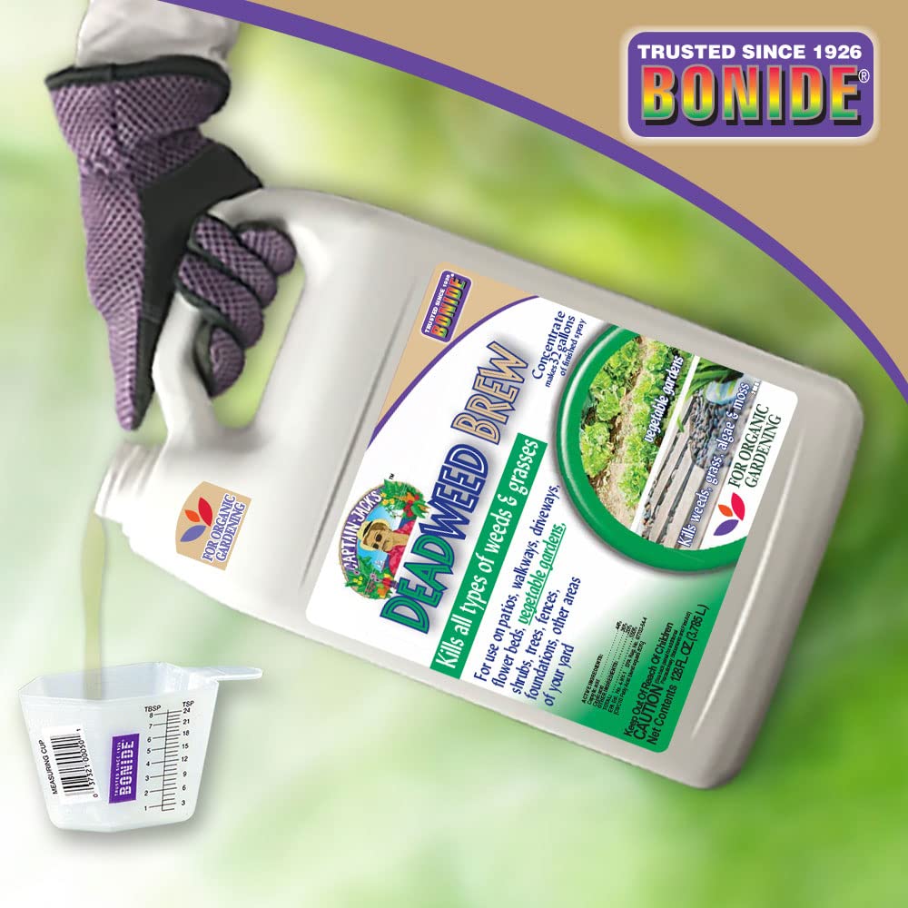 Bonide Captain Jack's Deadweed Brew used around garden beds and ornamentals.