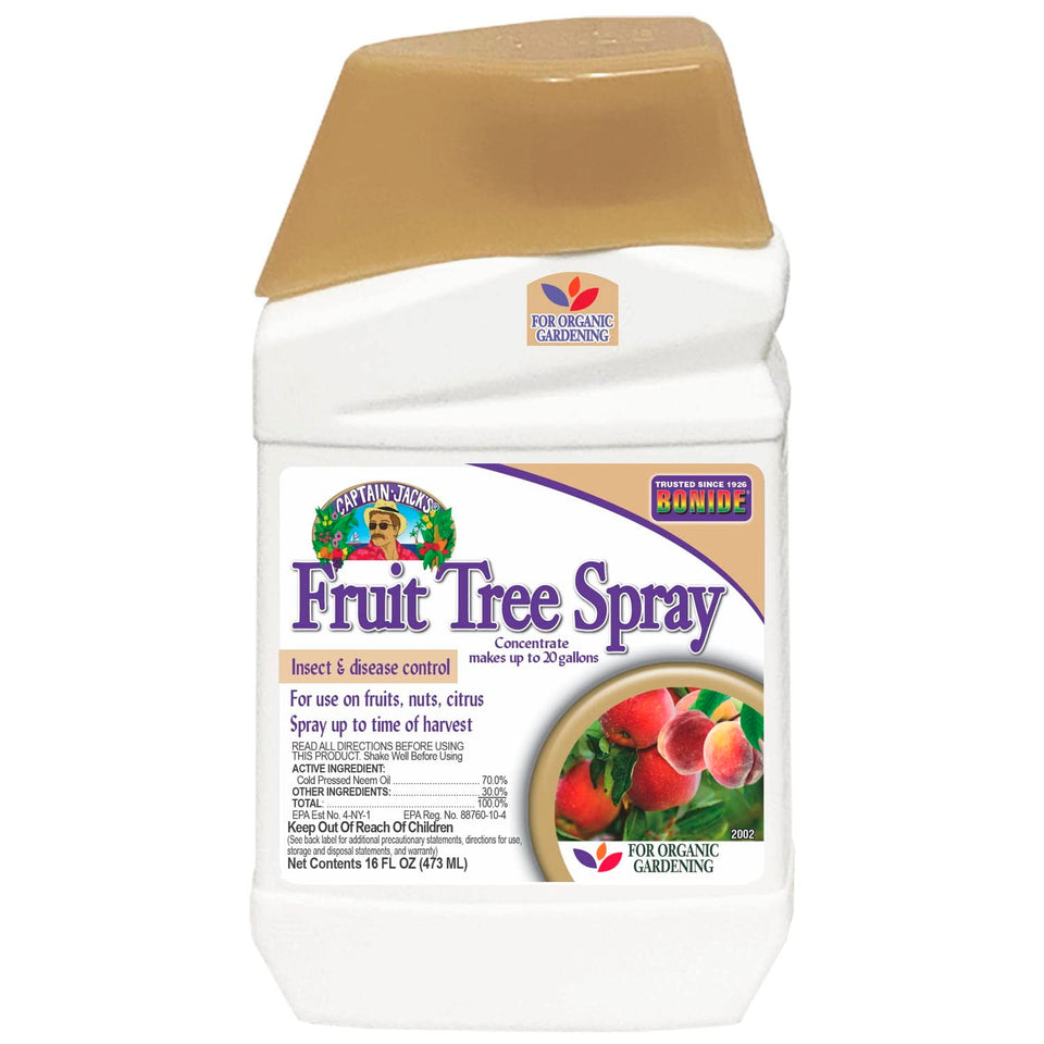 Bonide Captain Jack's Fruit Tree Spray bottle pour for easy application.
