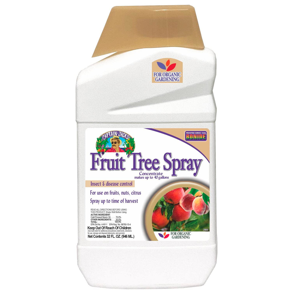 Bonide Captain Jack's Fruit Tree Spray bottle for organic garden protection.