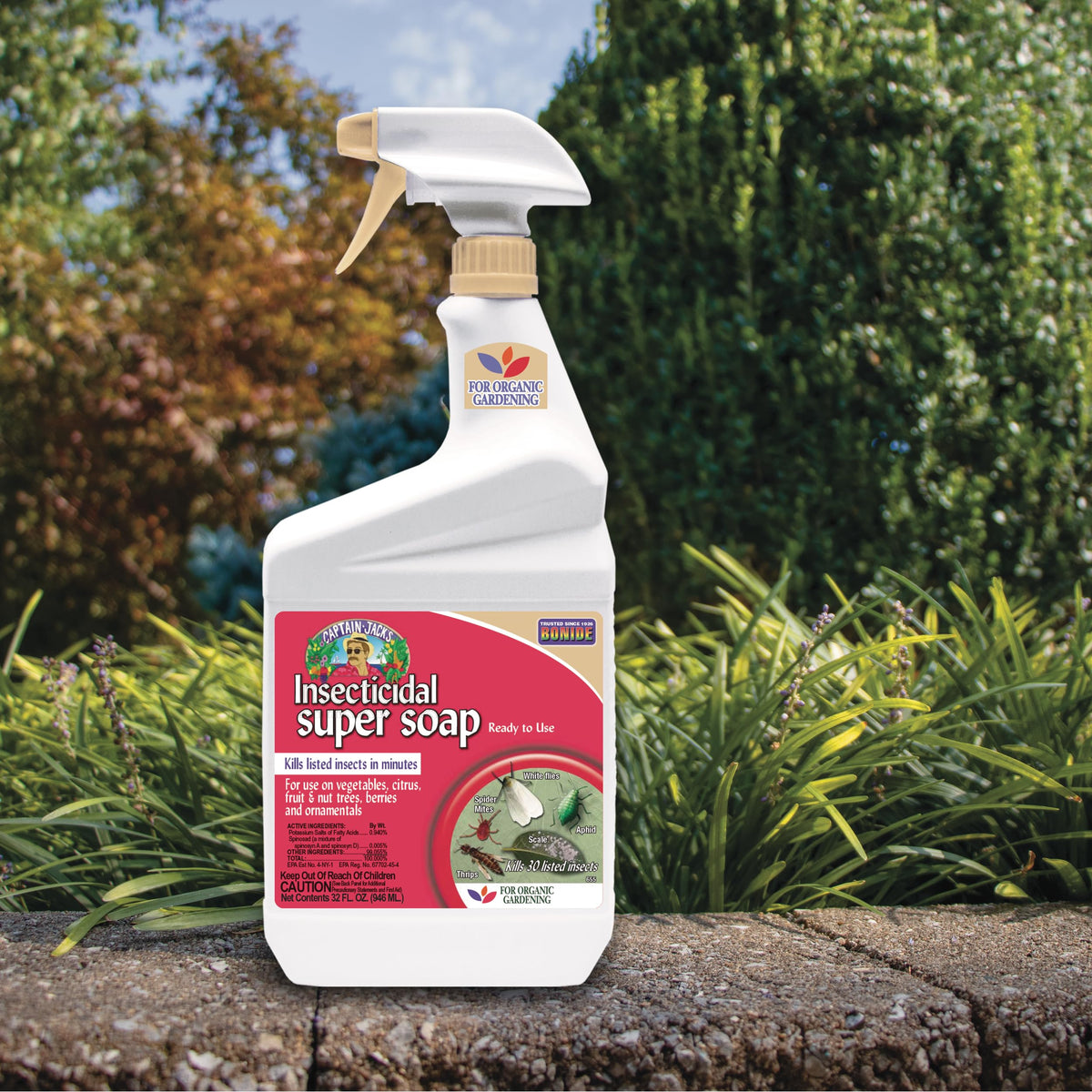Bonide Captain Jack's Super Soap spray nozzle shown for easy application.