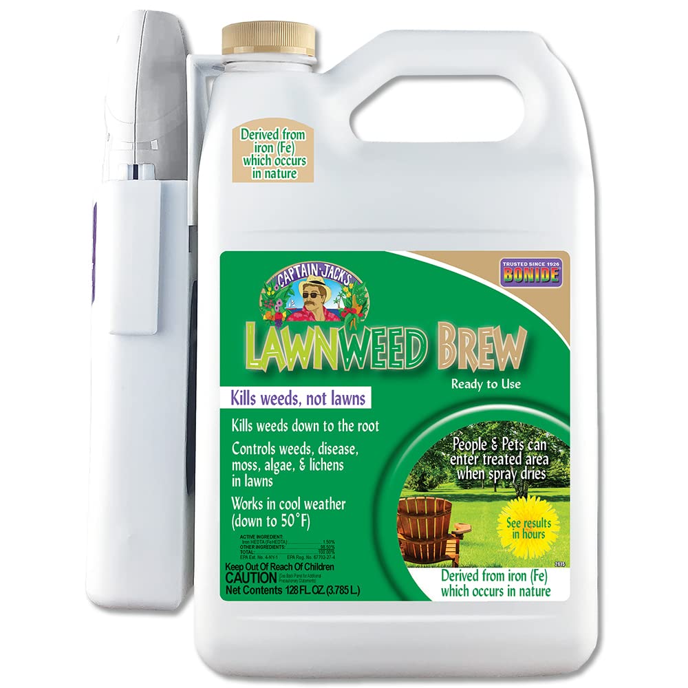 Bonide Captain Jack's Lawnweed Brew bottle with power wand for fast lawn weed control