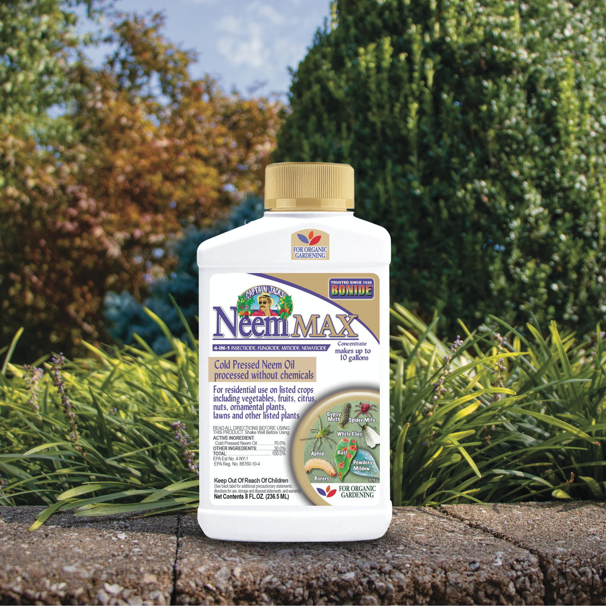 Neem Max applied to vegetables to protect edible harvests.