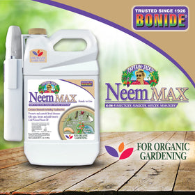 Bonide Captain Jack's Neem Max label highlights organic gardening compatibility