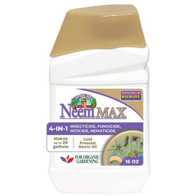 Bonide Captain Jack's NeemMax bottle label for organic garden pest control.
