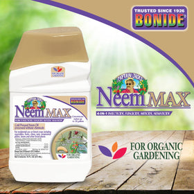 Outdoor trees and shrubs treated with NeemMax for broader pest protection.