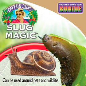 Container display of Bonide Captain Jack's Slug Magic ready for garden application