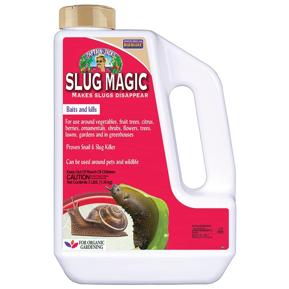 Bonide Captain Jack's Slug Magic granules on soil bait slugs for garden protection