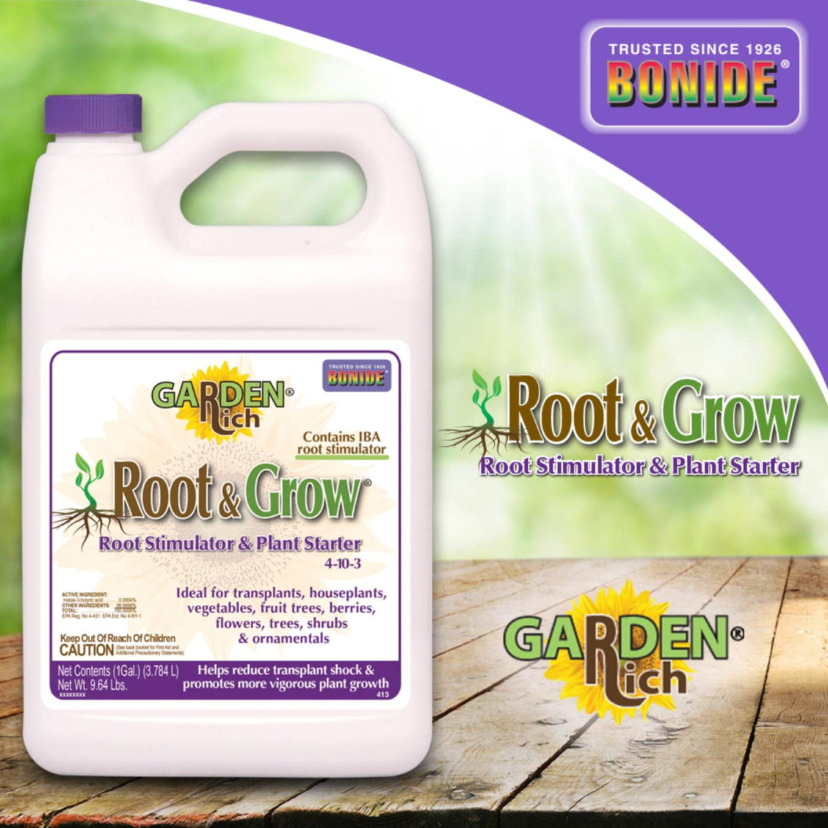 Dilution-ready mix is poured to roots for easy application.