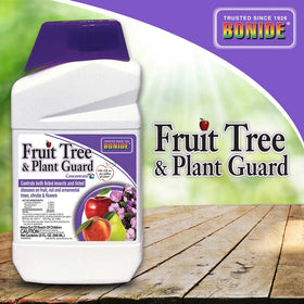 Healthy fruit trees after Bonide guard treatment in a backyard orchard