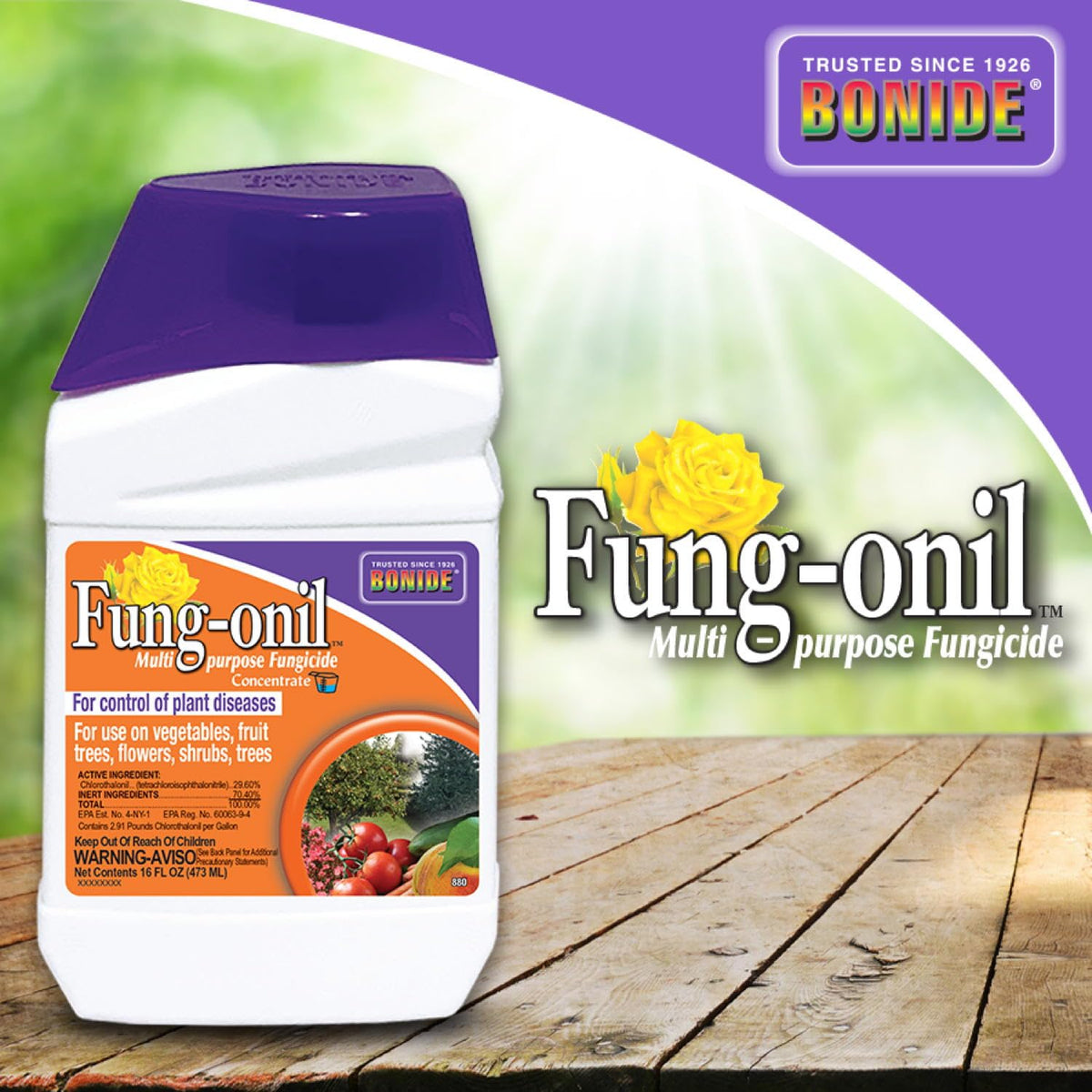 Bonide Fung-onil on beans and vegetables shows versatile disease protection.