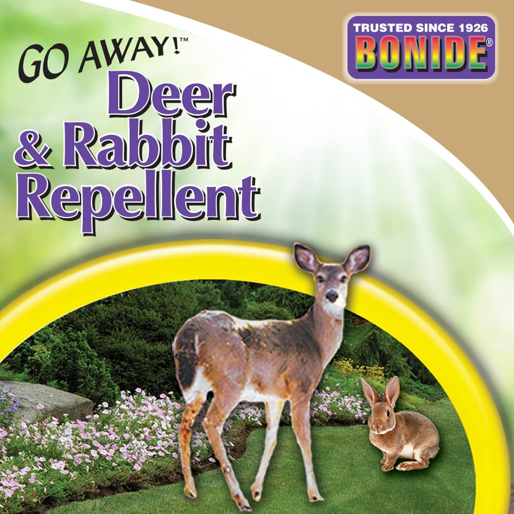 Bonide Go Away! granules applied to landscape defend plants from browsing.