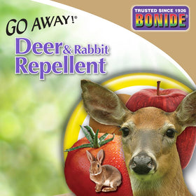 Bonide Go Away! long-lasting outdoor protection for flower beds.