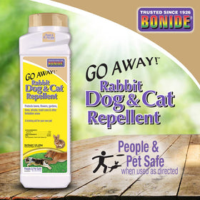 Bonide Go Away! granules garden bed application—protect flower beds and ornamental plants.