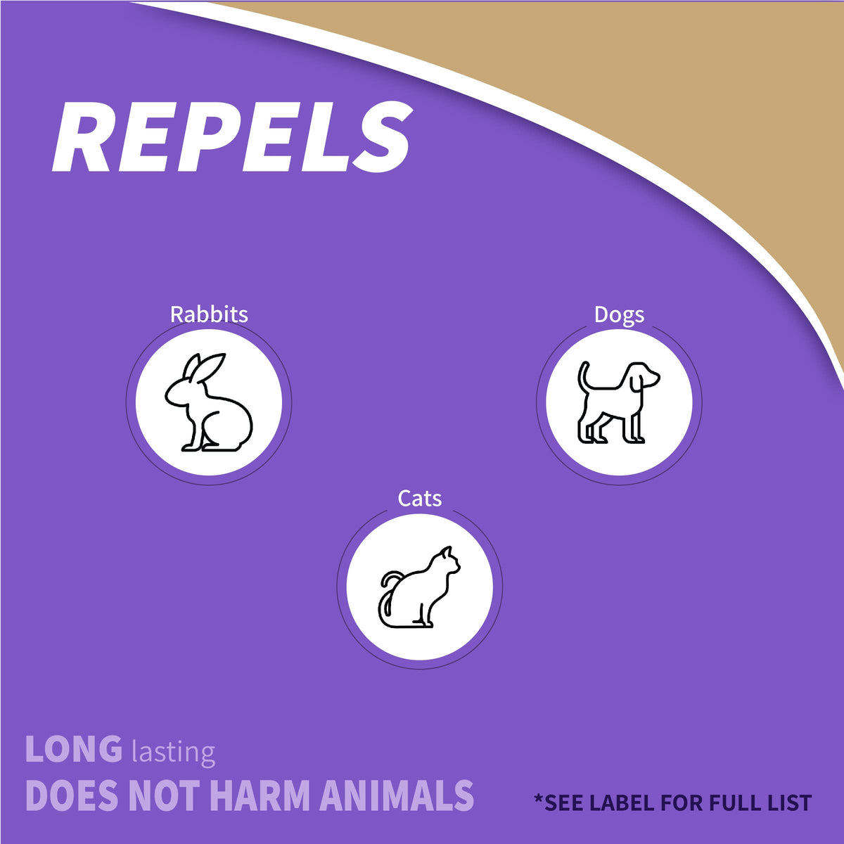 Bonide Go Away! granules on-ground—pellets create a deterrent barrier for rabbits and animals.