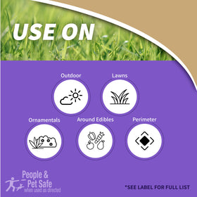 Go Away! granules spread on lawn to deter rabbits and pets.