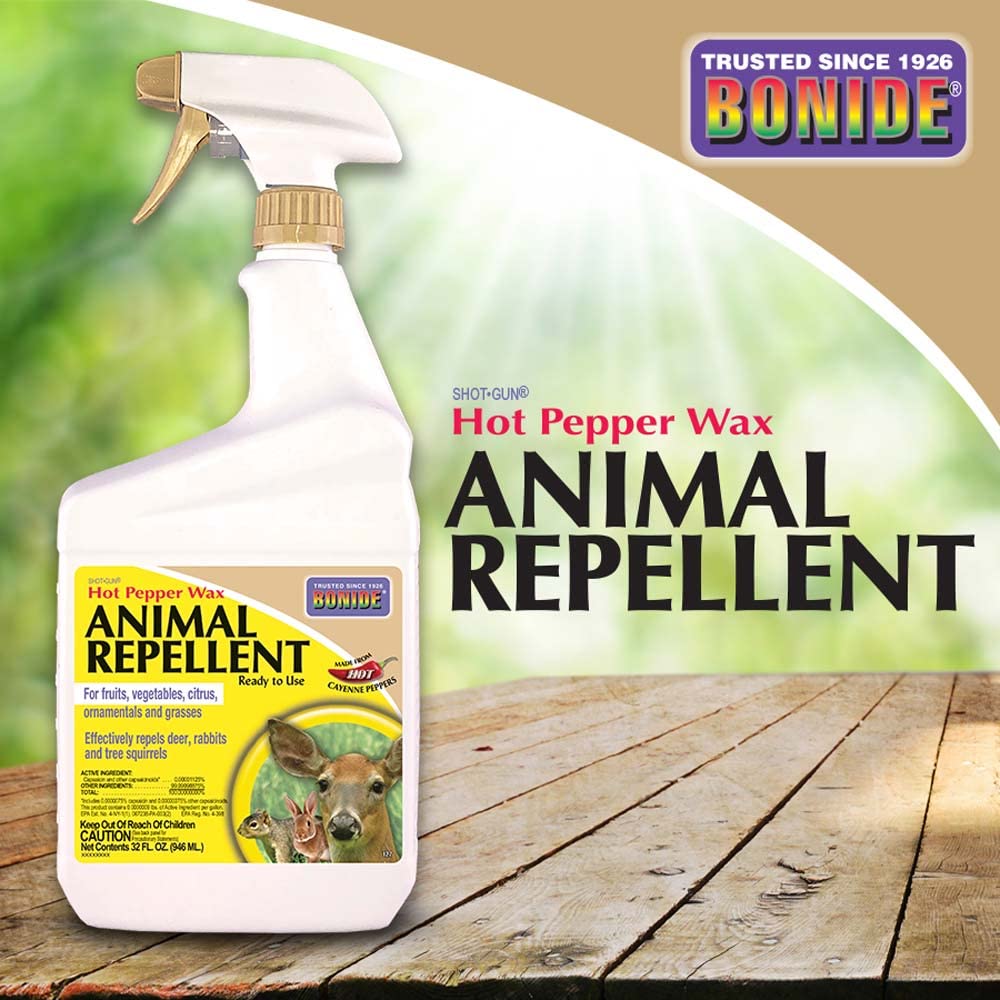 Bonide Hot Pepper Wax used around lawn to deter squirrels