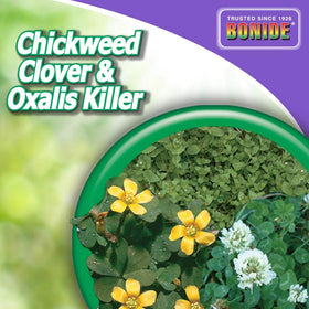 Bonide lawn-safe weed killer on turf targets tough weeds.
