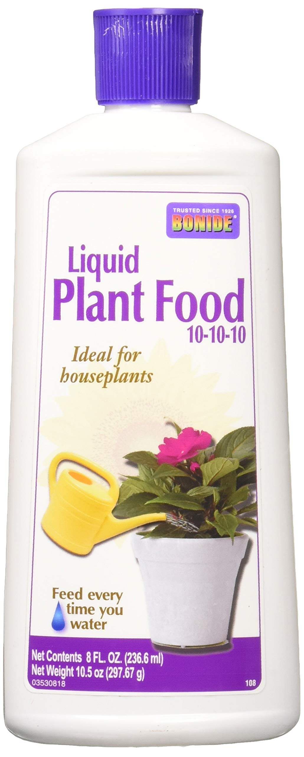 Bonide Liquid Plant Food 10-10-10 bottle delivers balanced nutrients for thriving plants.