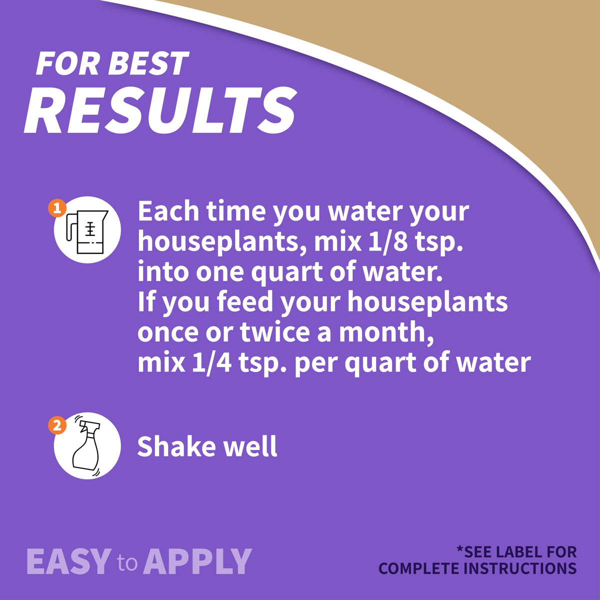Indoor potted plants being fed with Bonide liquid plant food.