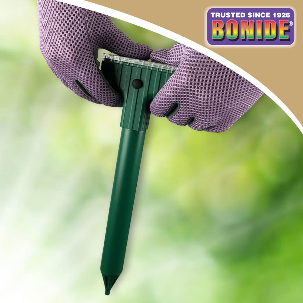 Bonide MoleMax spike covers up to 7,500 sq ft for protection.
