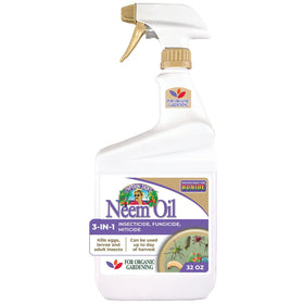 Bonide Neem Oil bottle ready-to-use organic pest control benefits roses and vegetables