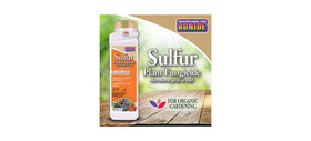 Bonide organic gardening logo with sulfur product compatibility