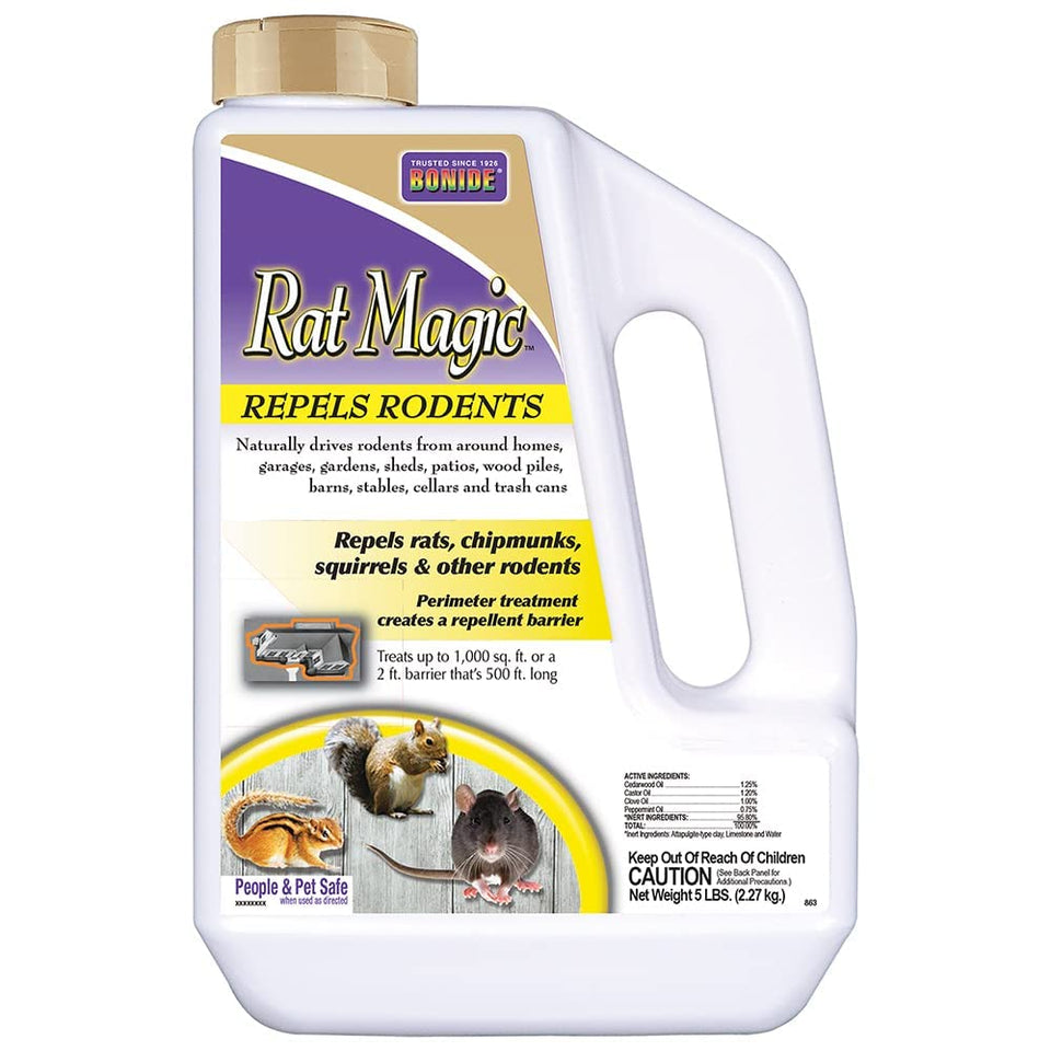 Bonide Rat Magic granules shaker bottle for outdoor rodent control