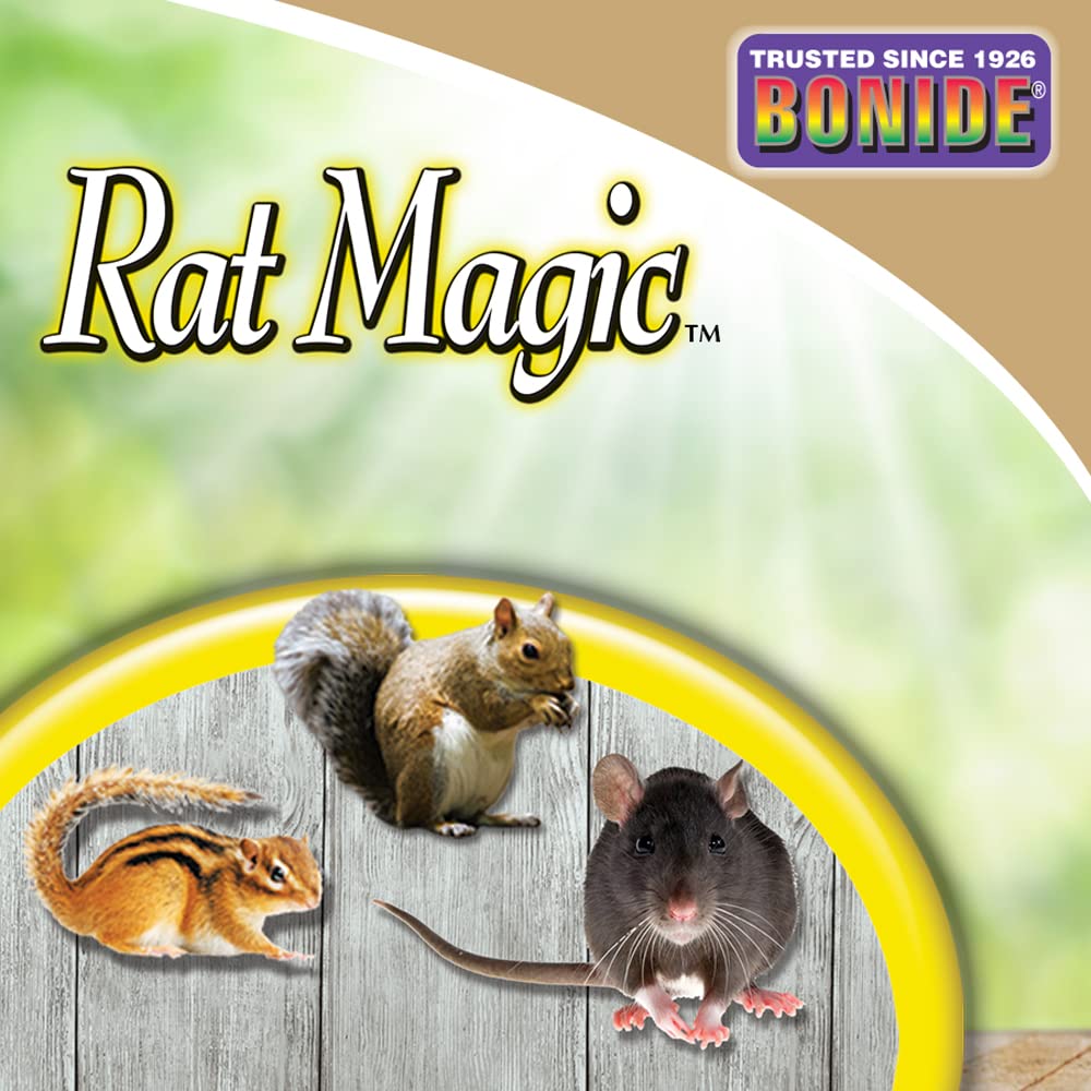 Bonide Rat Magic packaging and labeling for outdoor deterrence use