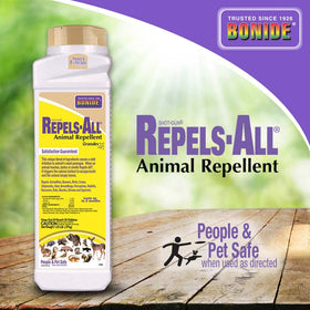 Bonide Repels-All ready to use granules bottle for quick setup.