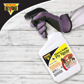 Applying Revenge on a horse coat for targeted pest defense