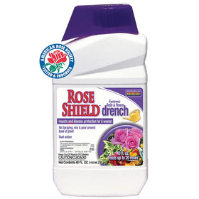 Bonide Rose Shield Drench around base of a rose for up to six weeks of protection