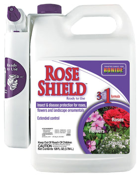 Bonide Rose Shield spray bottle ready to protect roses and ornamentals