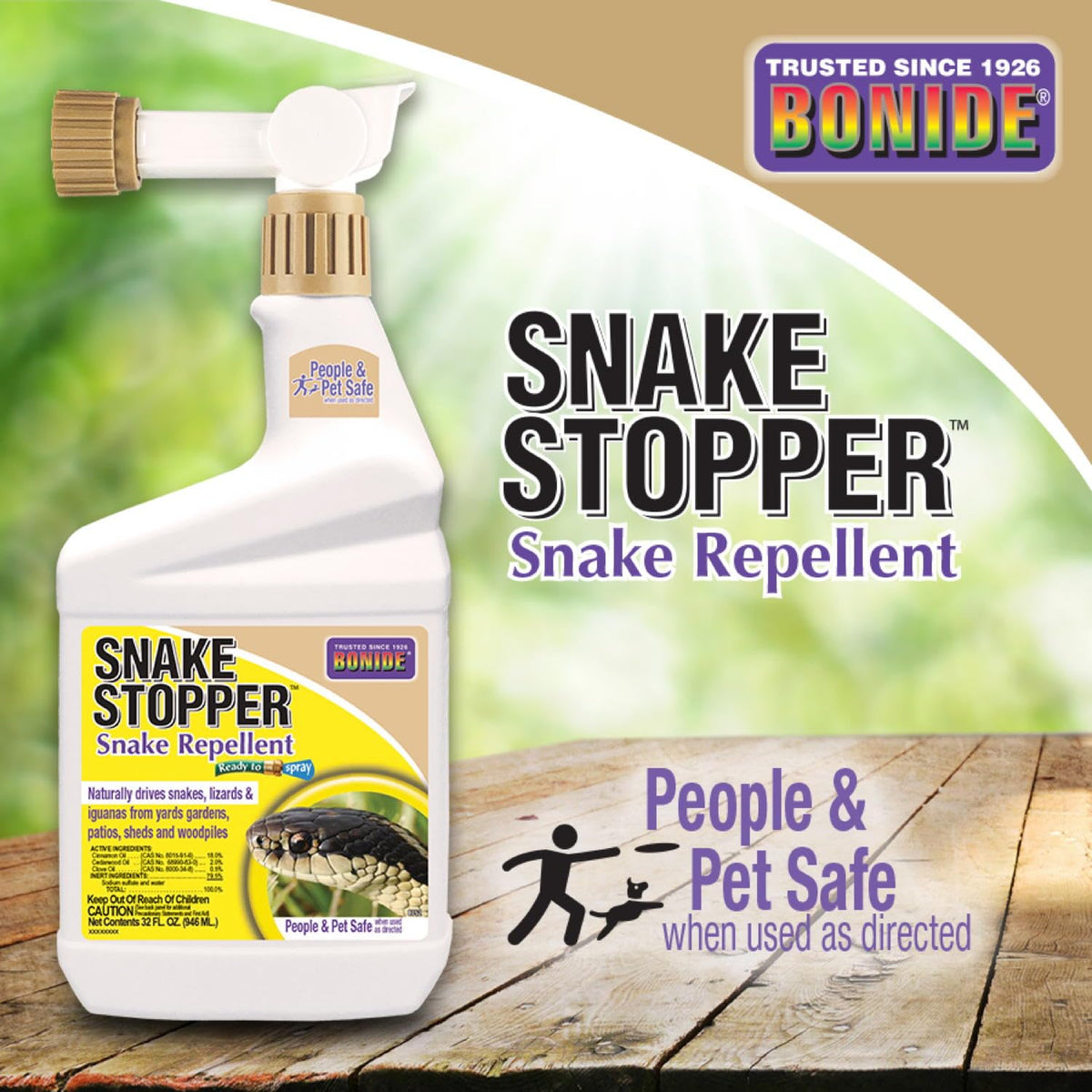 Bonide Snake Stopper Perimeter Barrier Application creates protective yard boundaries.