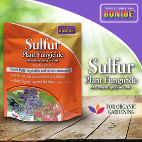 Bonide sulfur plant fungicide-organic-gardening supports safe use in organic gardens.