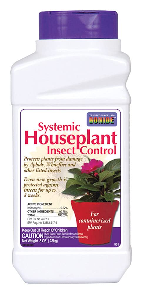 Packaging shows the Bonide 8 oz granules for easy houseplant pest protection