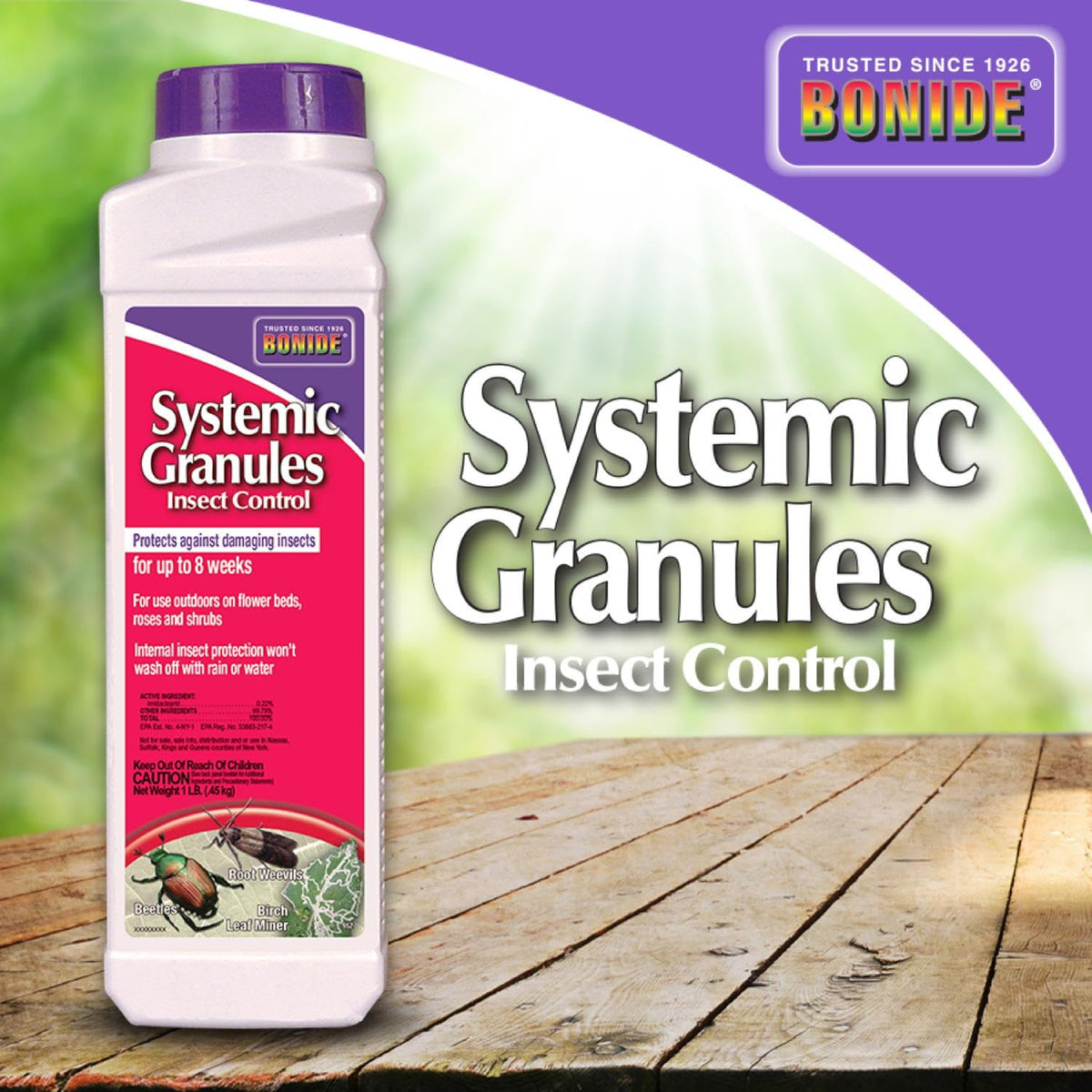 Ready-to-use Bonide granules for easy lawn and garden use