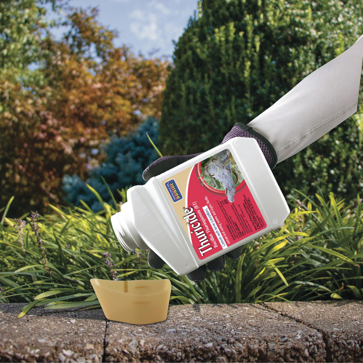 Ready-to-mix Bonide Thuricide instructions for simple garden mixing