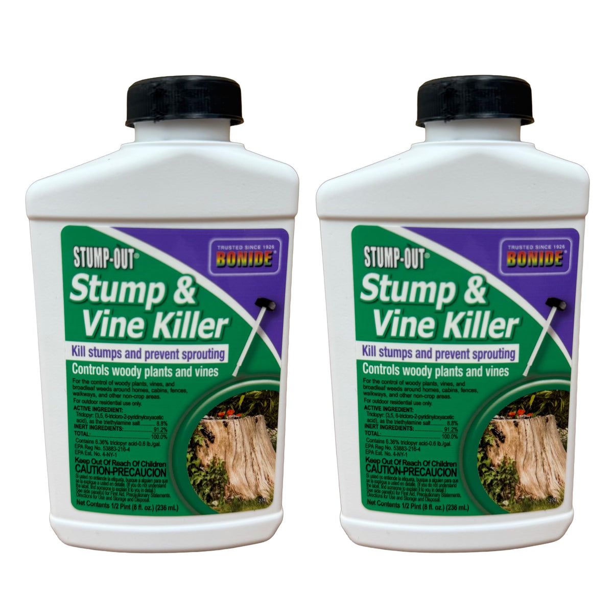 Bonide Vine & Stump Killer bottle with applicator for direct stump treatment