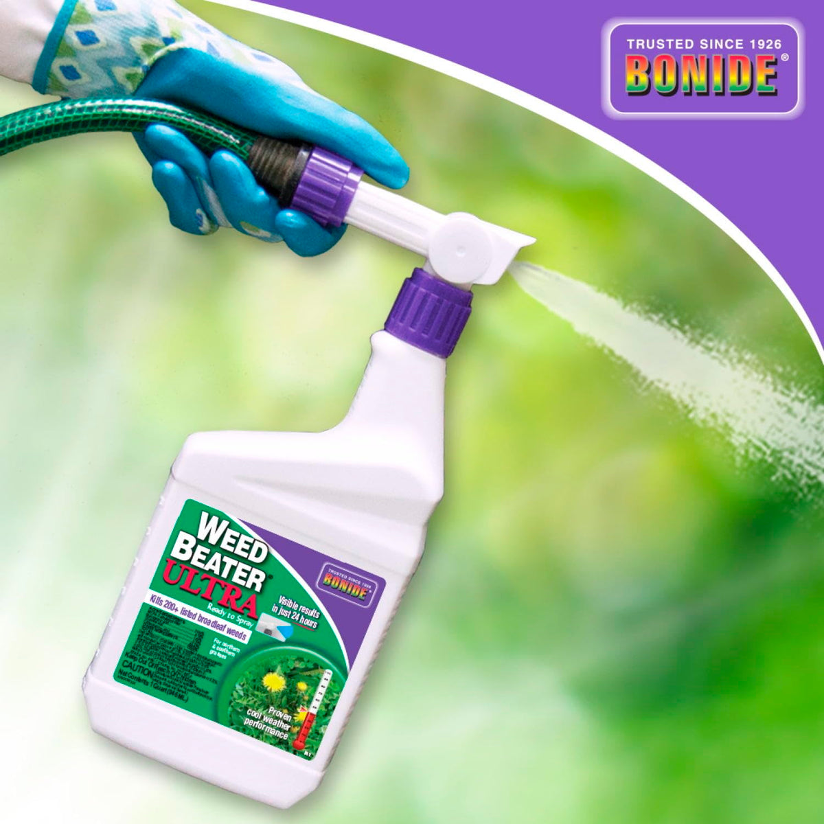Bonide Weed Beater Ultra shows visible effects within 24 hours.