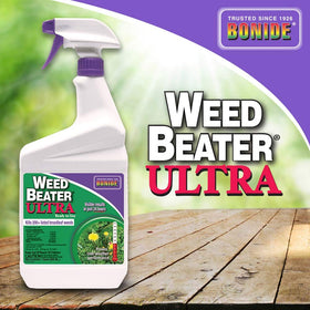 Bonide Weed Beater Ultra cap and label close-up for ready-to-use convenience.