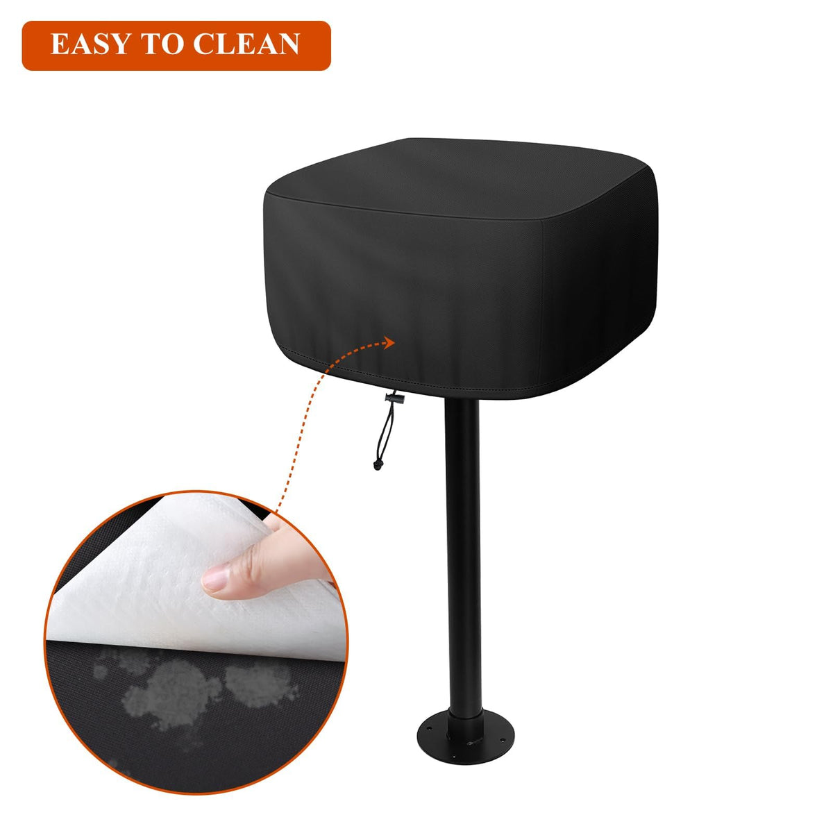 Bonnary drawstring bottom hem tightened around the grill post for secure wind resistance
