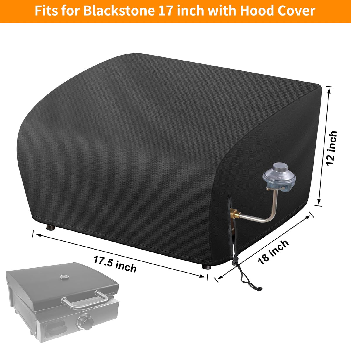 Bonnary grill cover with drawstring adjustment provides a snug fit against windy conditions.