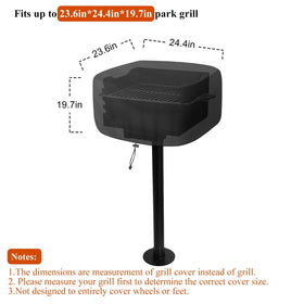Bonnary park style grill cover side view showing rip-proof 600D fabric for long-lasting use