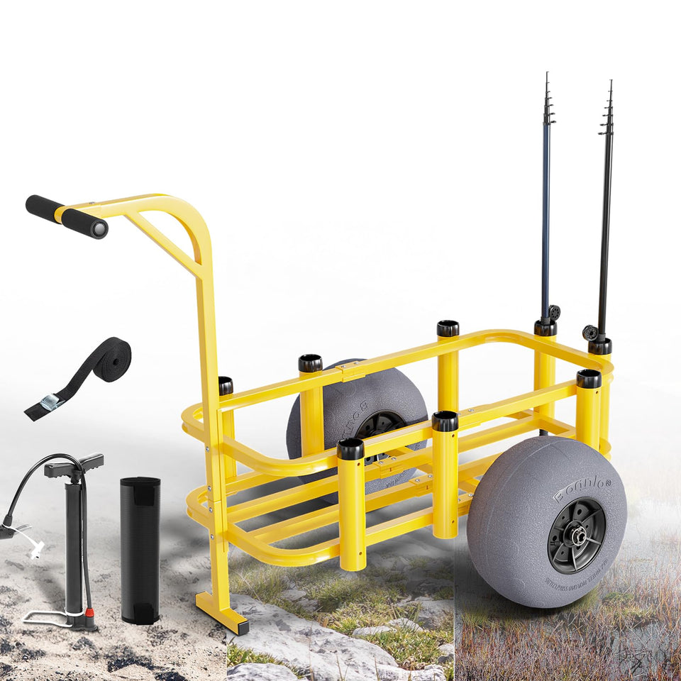Bonnlo Fishing Cart with oversized cargo basket for easy beach gear transport.