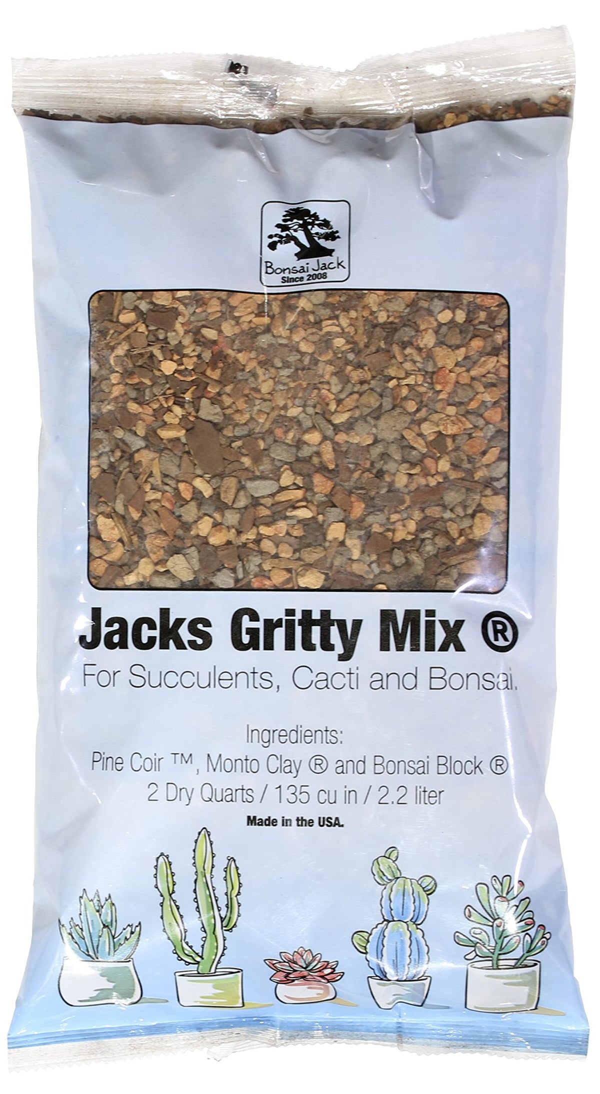 Bonsai Jack gritty mix bag showing fast-draining soil ideal for succulents